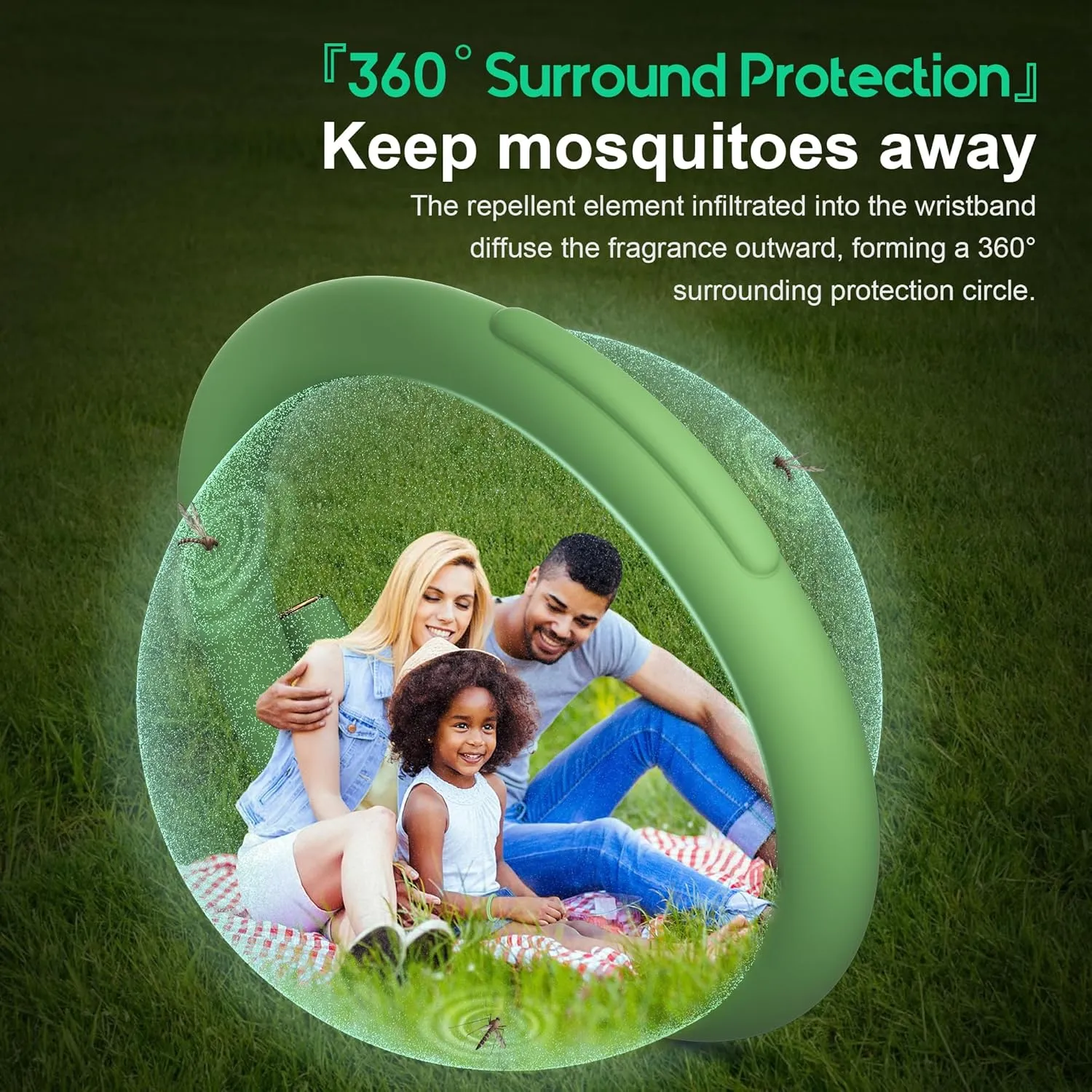 2 Pack Mosquito Repellent Bracelets, Insect & Pest Repellent Wristbands for Adults and Kids, DEET Free, Mosquito Repellent Bands Outdoor Patio Green