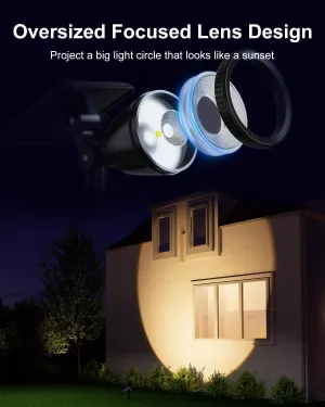 2 Pack Outdoor Solar Powered Spot Lights Waterproof Bright LED Spotlights Outside Uplighting for Yard Flag, Tree, Lawn, Garden, Backyard, House, Driveway, Super Focused Lens Spotlights, Warm White
