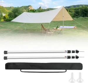 2 Pcs Adjustable Tarp Poles Telescoping Aluminum Rods Portable Awning Poles for Camping, Backpacking, Hiking