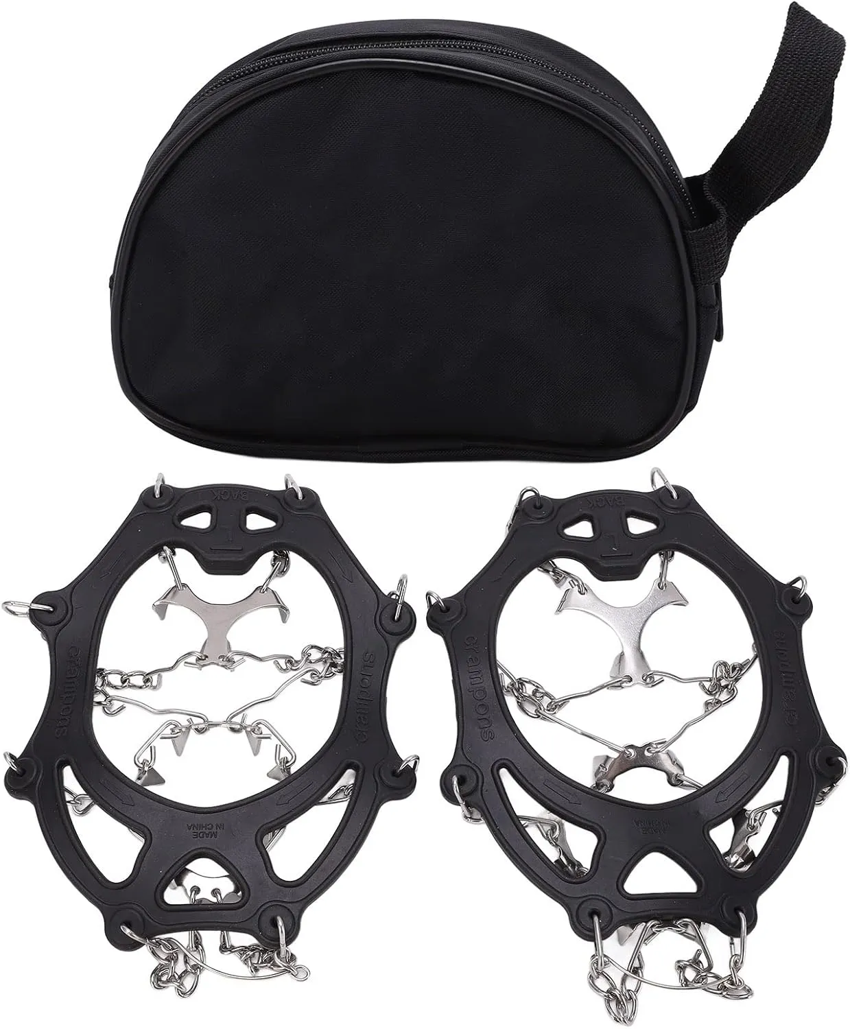 2 Pcs Outdoor 12 Tooth Mountaineering Crampons Stainless Steel Crampons Snow Anti Slip Shoe Covers, Anti Slip Crampons for Hiking,Snow Ice Walking,Climbin