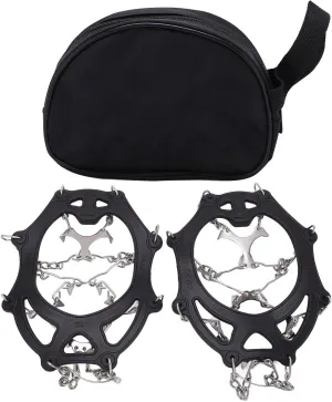2 Pcs Outdoor 12 Tooth Mountaineering Crampons Stainless Steel Crampons Snow Anti Slip Shoe Covers, Anti Slip Crampons for Hiking,Snow Ice Walking,Climbin