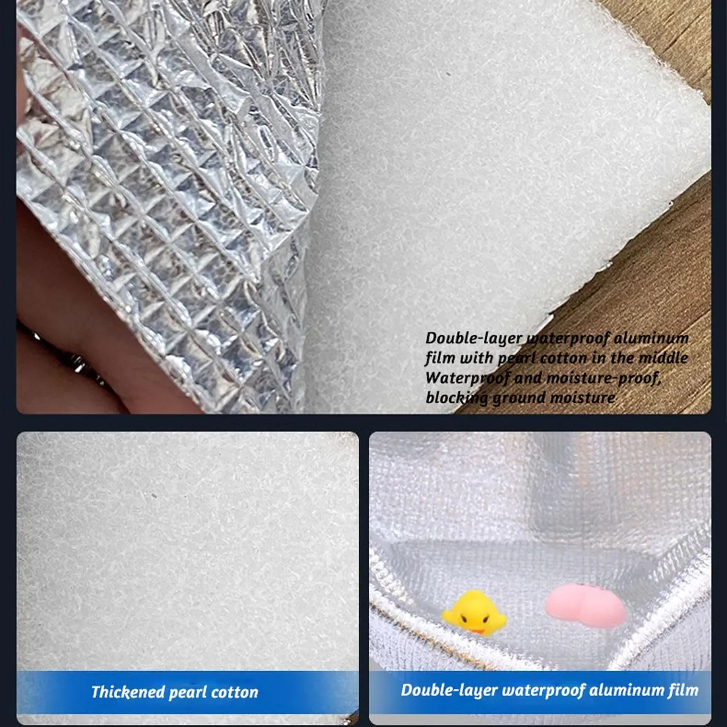 200 X 200 cm Camping Aluminum Foam Mat Foldable Double-Sided Insulating Thermal Waterproof Sleeping Mat Tent Pad Ultralight Floor Mat of Aluminum Foil