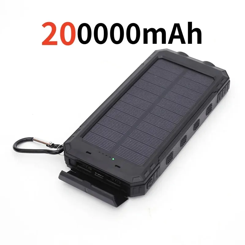 200000mAh Solar Power Bank - Outdoor Backup Power with Rapid Charging, Compass, and LED Features