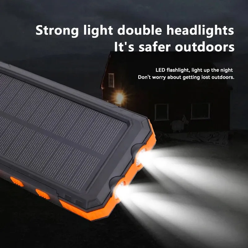 200000mAh Solar Power Bank - Outdoor Backup Power with Rapid Charging, Compass, and LED Features