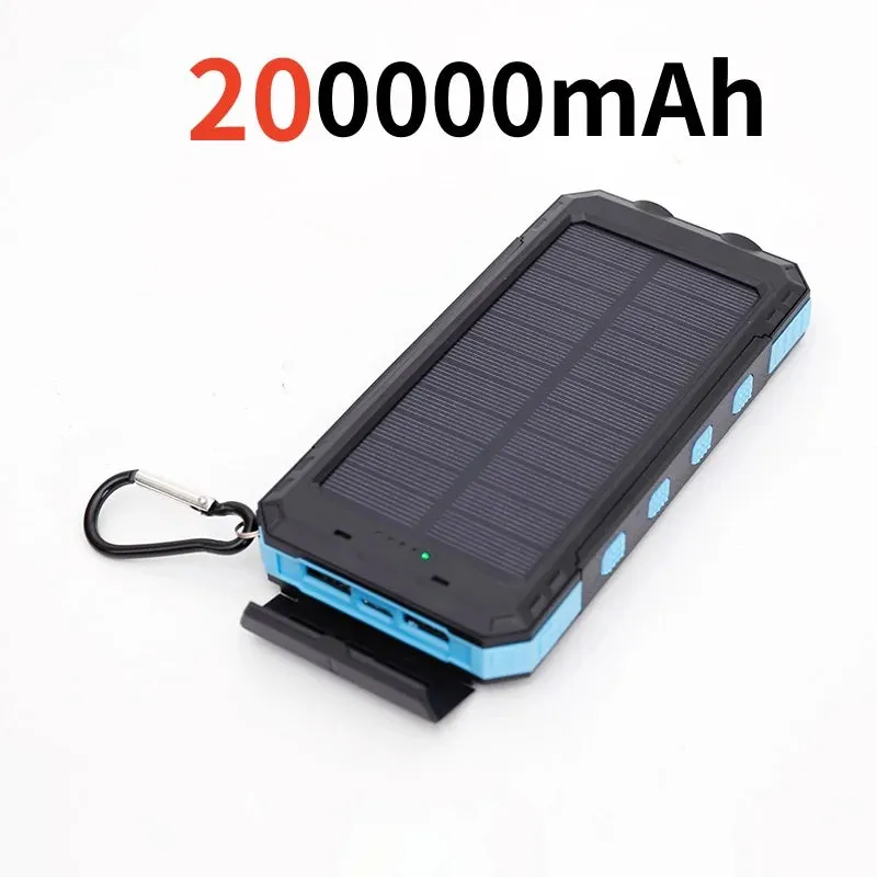 200000mAh Solar Power Bank - Outdoor Backup Power with Rapid Charging, Compass, and LED Features