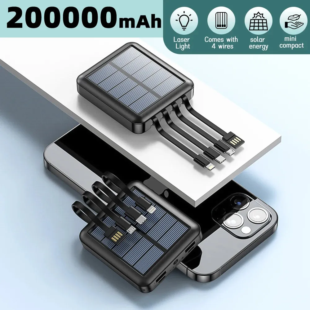 20000mAh Solar Power Bank Dual USB 4 Cables
