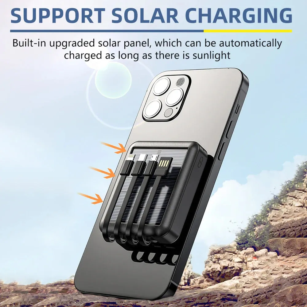20000mAh Solar Power Bank Dual USB 4 Cables