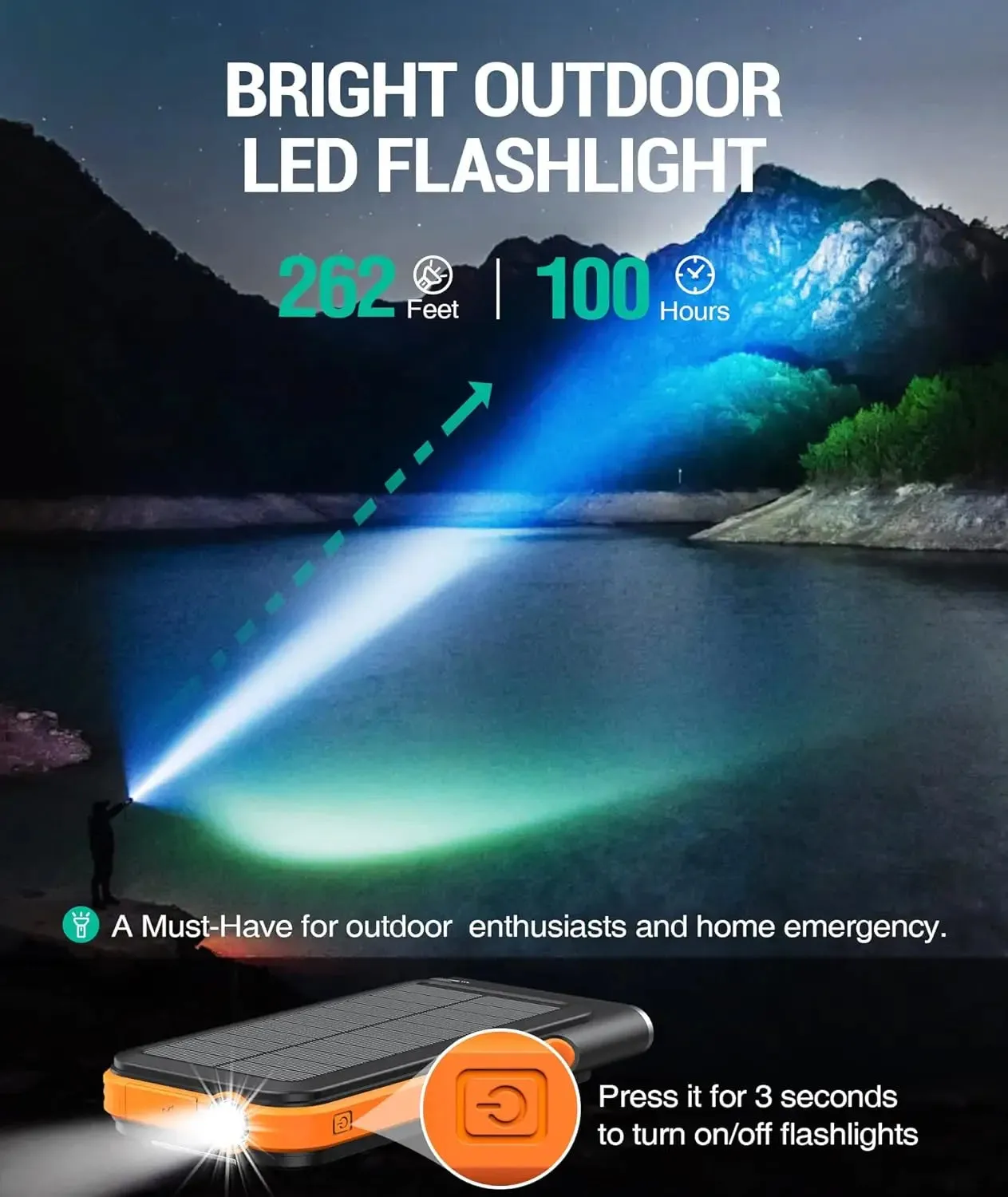 20000mAh Solar Power Bank – Wireless Charging & QC 3.0