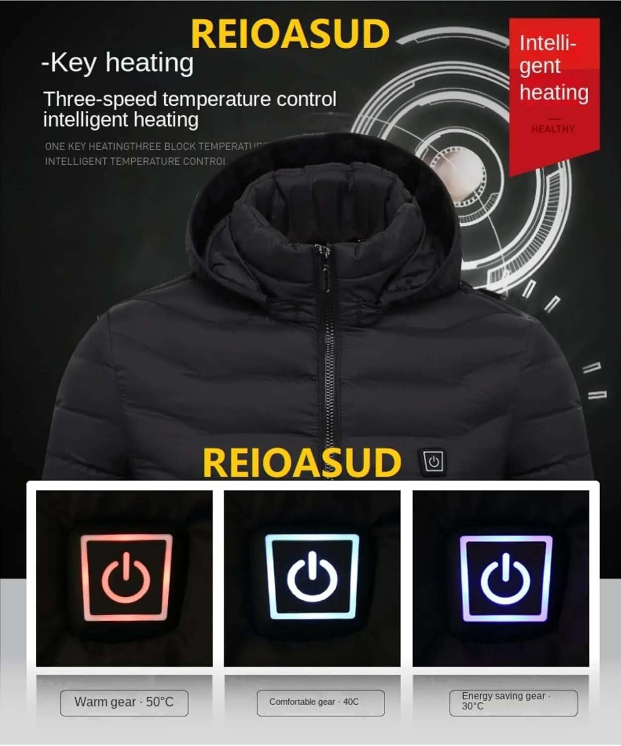 2025 Heated Hoodie Multiple Heating Zones Coat for Men and Women,Heated Jacket with 3 Heating Levels,Zip Heated Vest