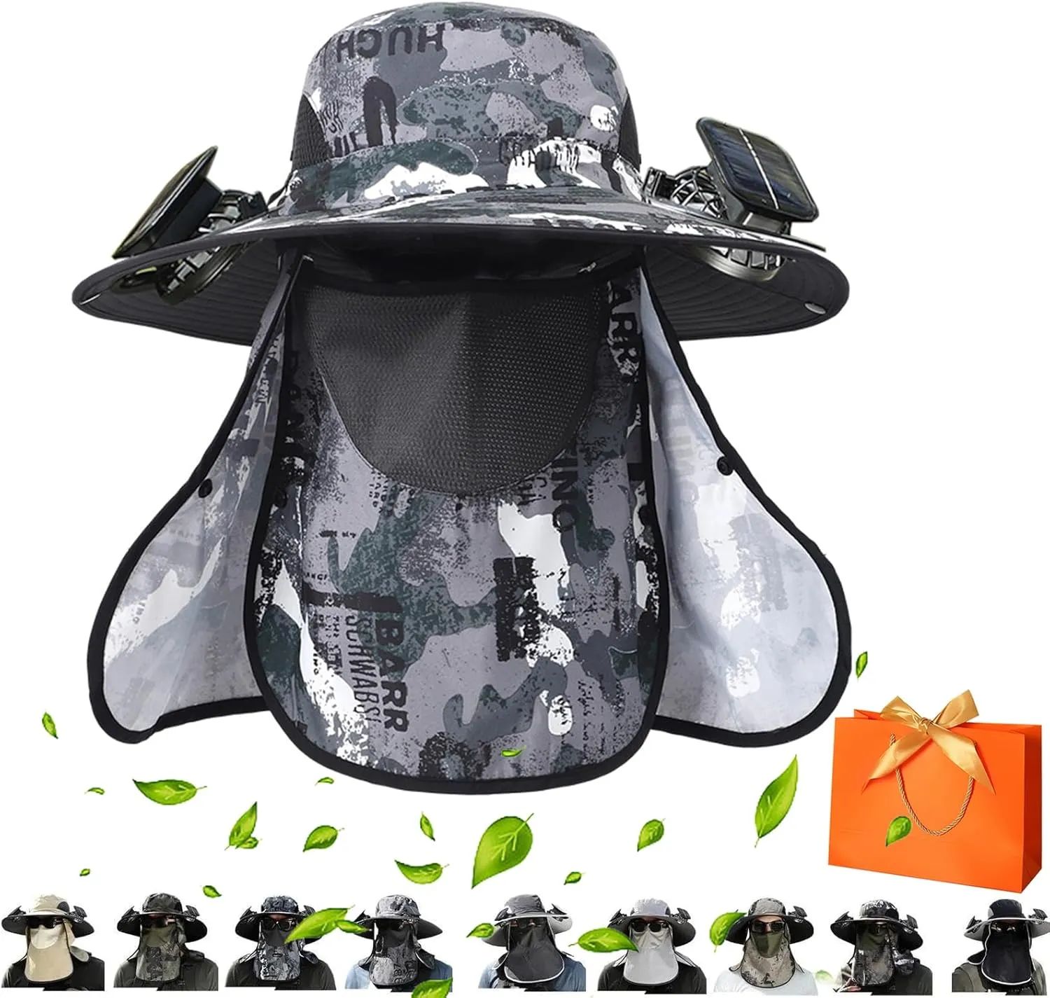 2025 New Ultralight Solar Fan Sun Hat, Wide Brim Solar Fan Hat Outdoor Fishing, Men Rechargeable UPF50 , Waterproof