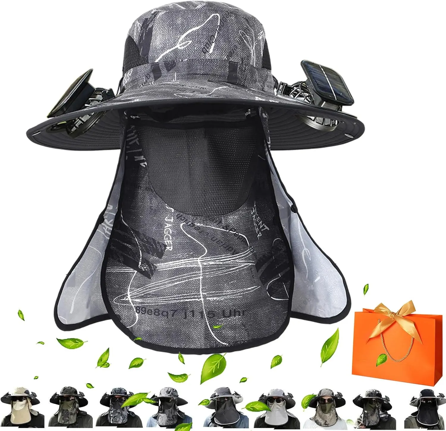 2025 New Ultralight Solar Fan Sun Hat, Wide Brim Solar Fan Hat Outdoor Fishing, Men Rechargeable UPF50 , Waterproof