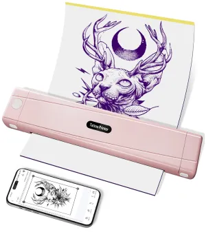 2025 New Version Tattoo Stencil Printer with 10pcs Transfer Paper, Wireless Thermal Tattoo Transfer Printer, Bluetooth Portable Tattoo Machine Compatible with Smartphone & Pad, Pink