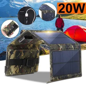 20W 5V Portable Solar Panel Mobile Power Bank
