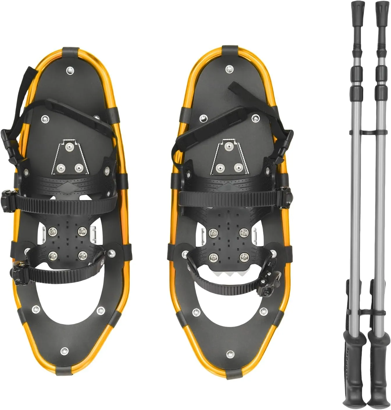 21/25 Inch Snowshoes with Trekking Poles for Men Women Youth, Light Weight Aluminum Snowshoes with Adjustable Binding, Carry Bag & Hiking Poles
