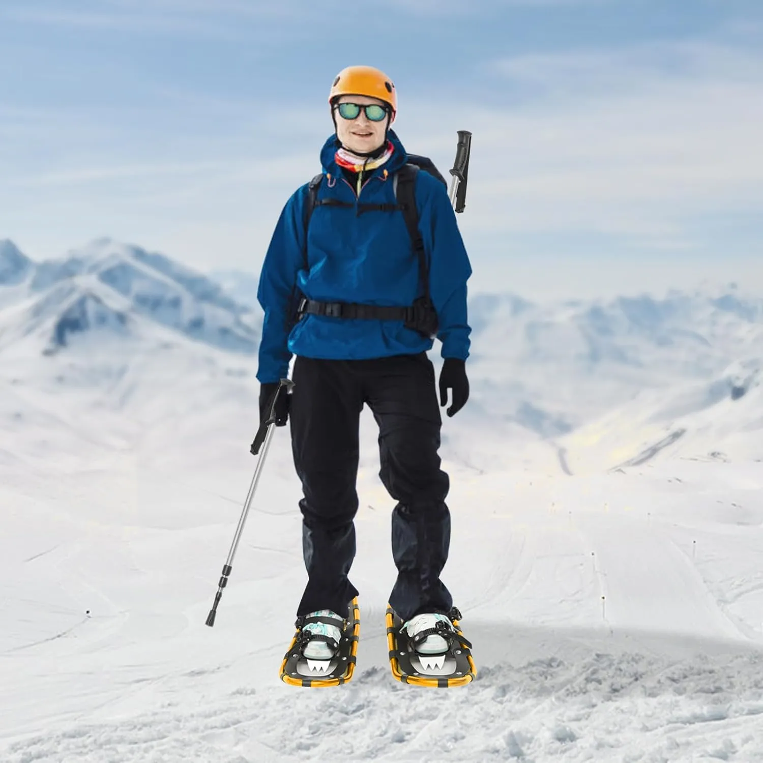 21/25 Inch Snowshoes with Trekking Poles for Men Women Youth, Light Weight Aluminum Snowshoes with Adjustable Binding, Carry Bag & Hiking Poles