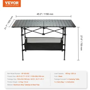 220/66lbs Outdoor Camping Folding Table With Storage Bag Aluminum Alloy