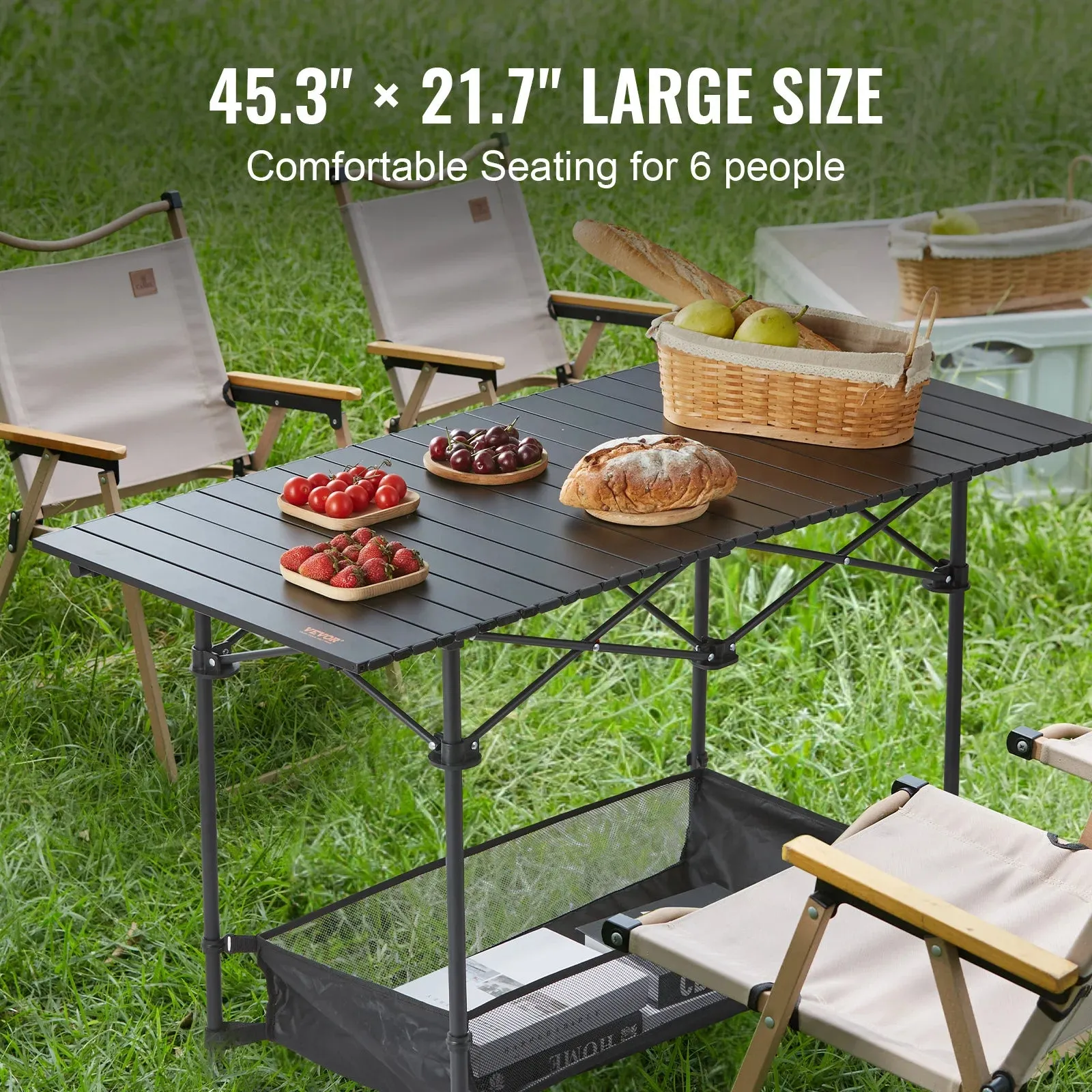 220/66lbs Outdoor Camping Folding Table With Storage Bag Aluminum Alloy