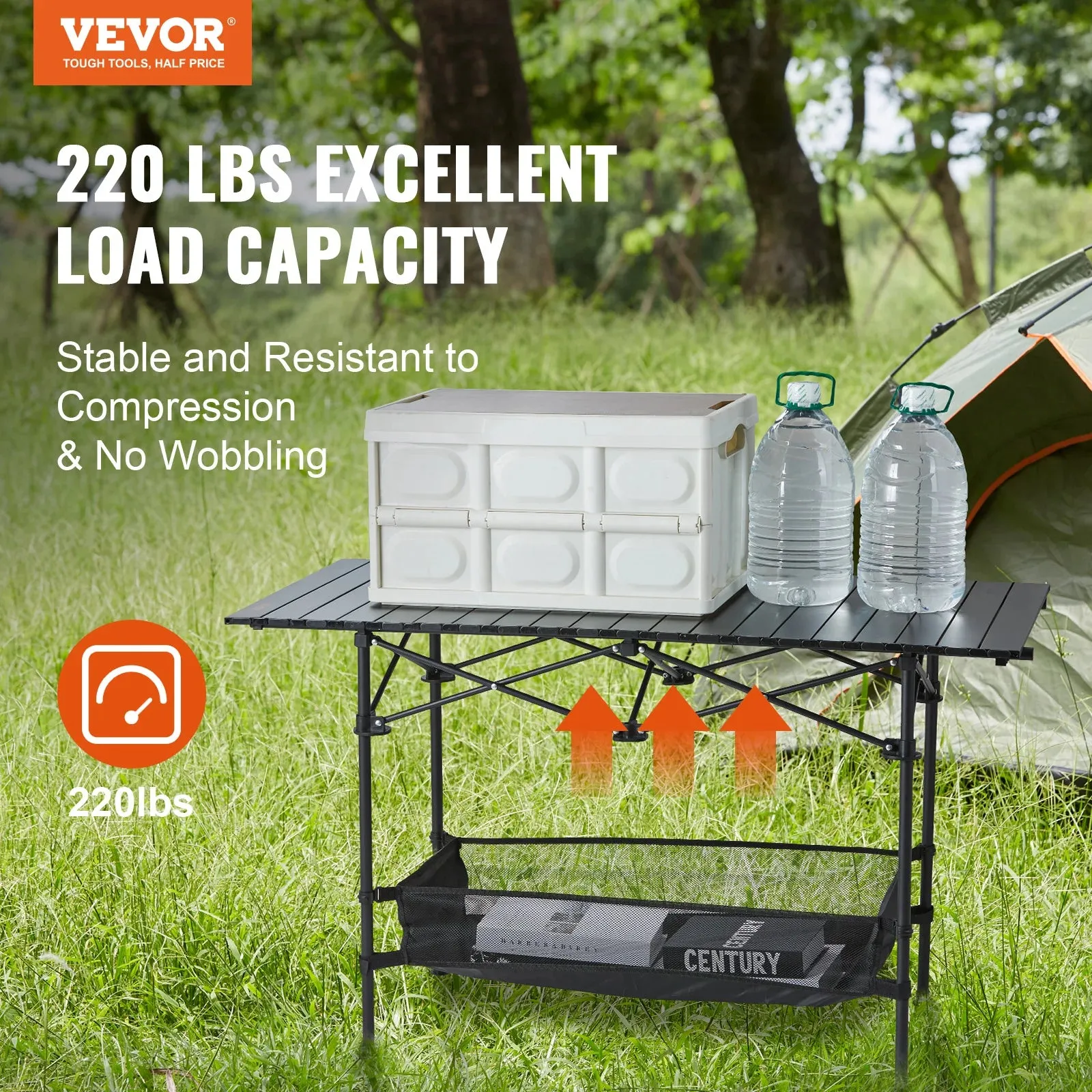 220/66lbs Outdoor Camping Folding Table With Storage Bag Aluminum Alloy