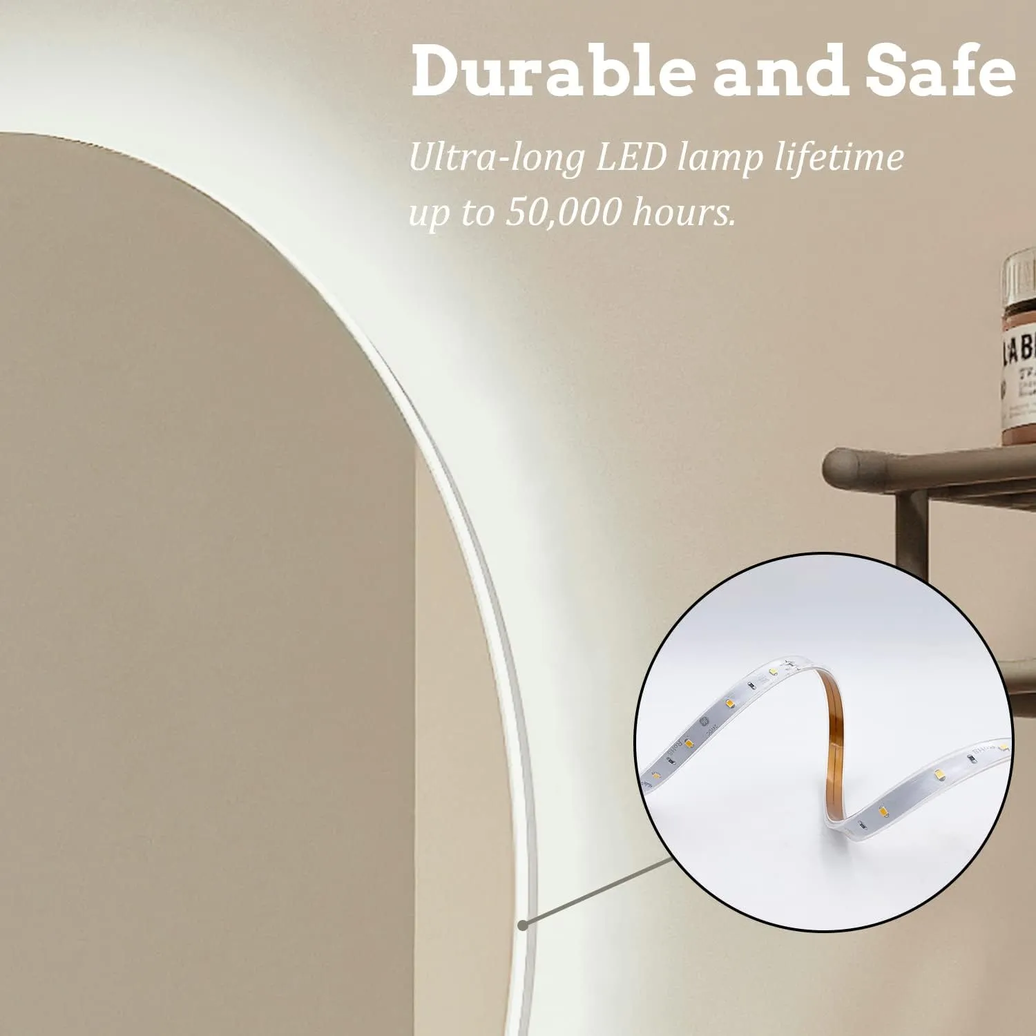 24 Inch Round LED Bathroom Mirror Backlit Anti-Fog 3 Colors Light Dimmable Wall Mounted Lighted Bathroom Vanity Mirror Smart Makeup Mirror with Touch Switch