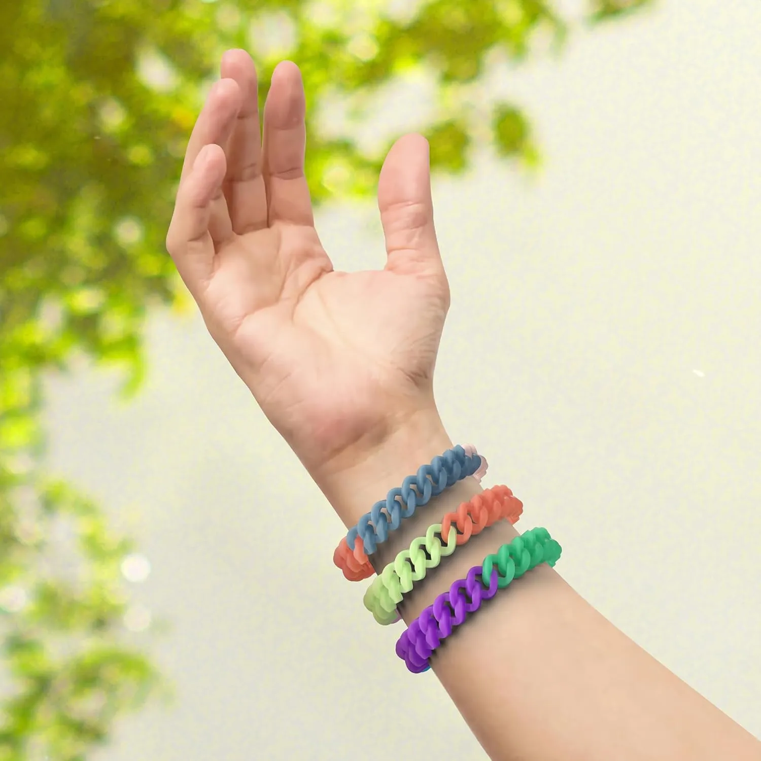 24 Pack Rainbow Mosquito Repellent Bracelets for Adults and Kids, DEET-Free Insect & Bug Repellent Bands, Individually Wrapped Repellent Wristbands for Outdoor Camping Traveling