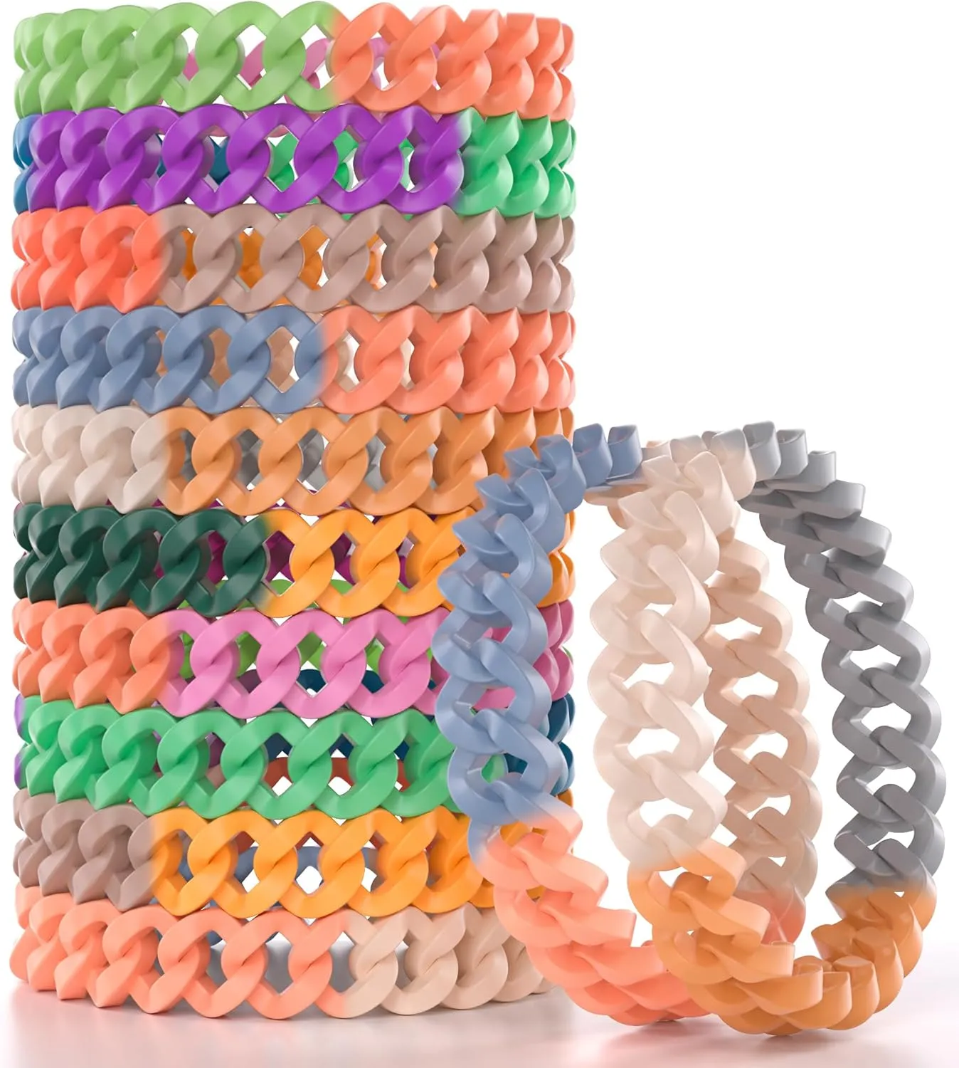 24 Pack Rainbow Mosquito Repellent Bracelets for Adults and Kids, DEET-Free Insect & Bug Repellent Bands, Individually Wrapped Repellent Wristbands for Outdoor Camping Traveling