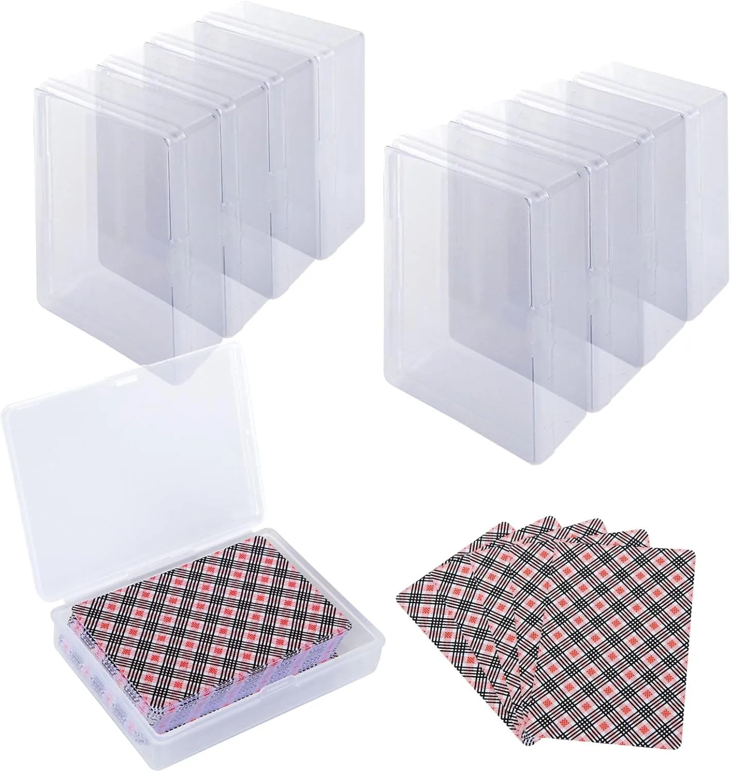 24PCS Plastic Playing Card Case Holder, Empty Playing Card Storage Box Card Game Storage Box Organizers Clear Card Cases for Standard Size Gaming Cards, Snaps Closed (NO Cards)