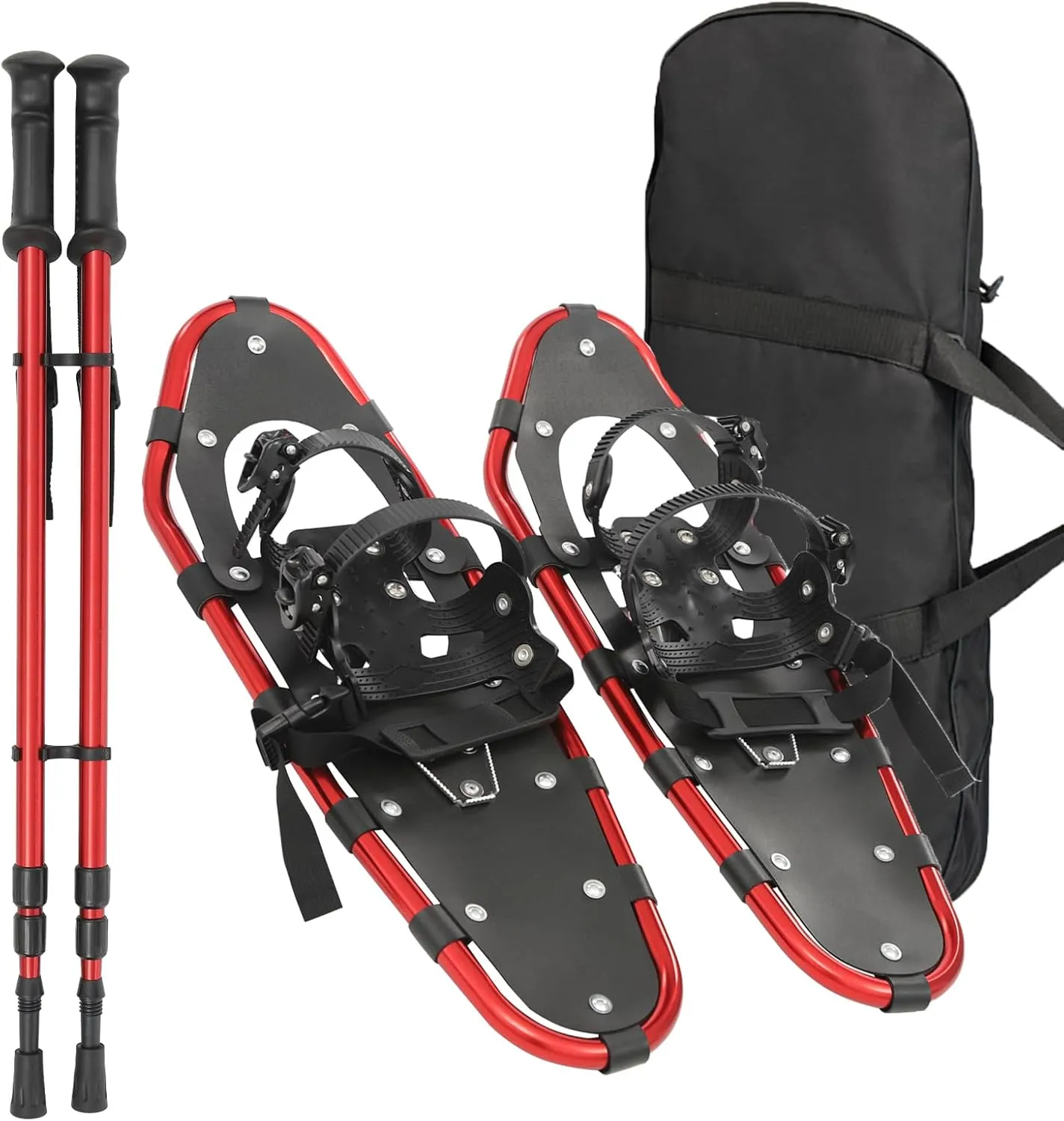 25 Inches Light Weight Snowshoes Bundle for Men, Women, and Youth, with Adjuatable Trekking Poles, Carry Bag and Lightweight Aluminum Walking Durable All Terrain