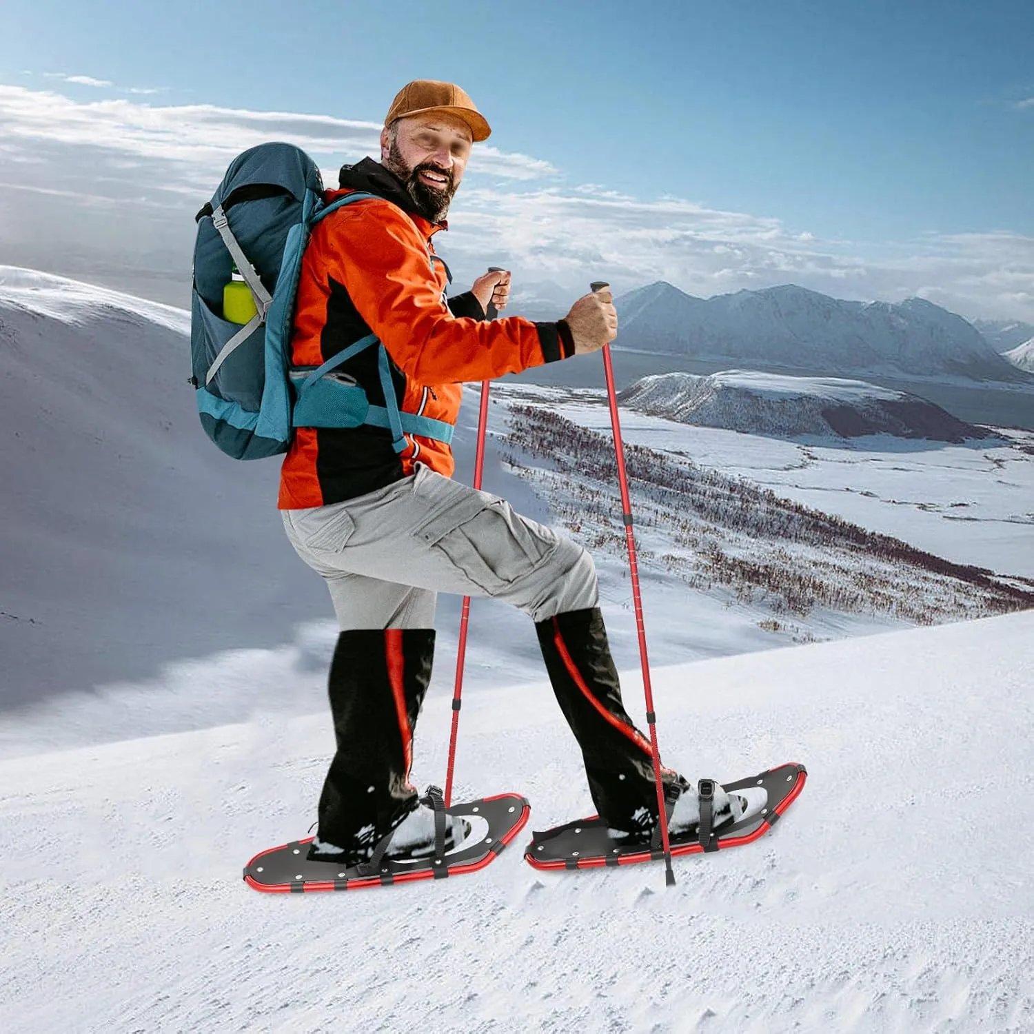 25 Inches Light Weight Snowshoes Bundle for Men, Women, and Youth, with Adjuatable Trekking Poles, Carry Bag and Lightweight Aluminum Walking Durable All Terrain