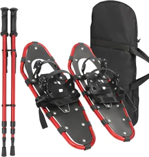 25 Inches Light Weight Snowshoes Bundle for Men, Women, and Youth, with Adjuatable Trekking Poles, Carry Bag and Lightweight Aluminum Walking Durable All Terrain