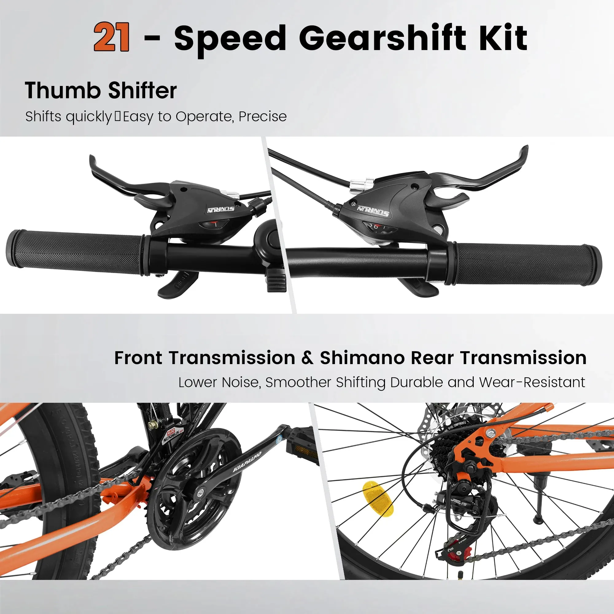 26-Inch Aluminum Frame Twin Shock Bike Shock Fork 21-Speed Unisex Mountain Trail Bike
