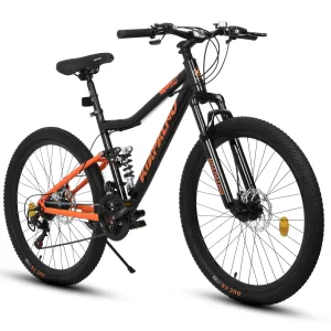 26-Inch Aluminum Frame Twin Shock Bike Shock Fork 21-Speed Unisex Mountain Trail Bike