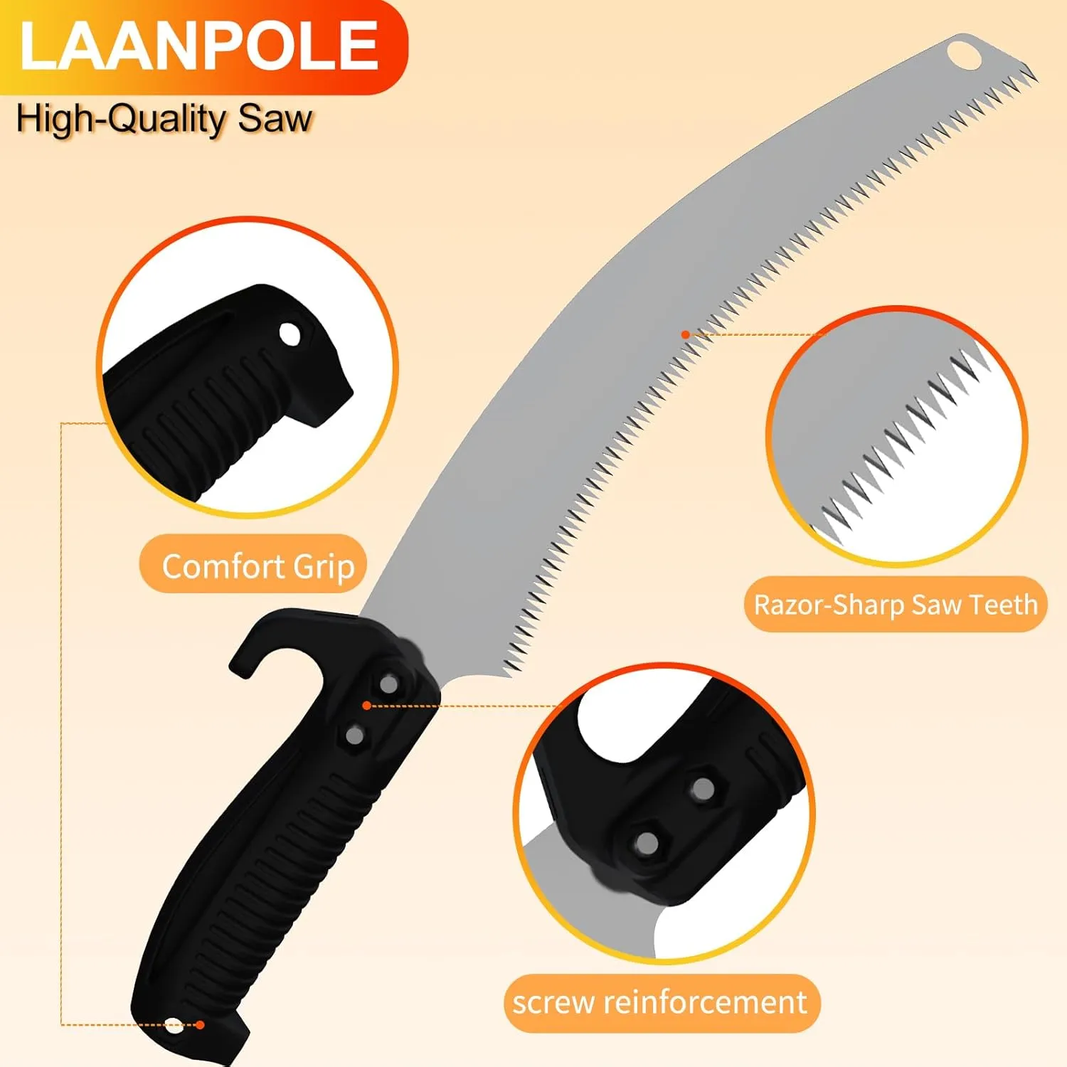 26FT Pole Saw, Telescoping Tree Trimmer with 5-20FT Extension Pole, Manual Branches Pruner for Backyard, Orange