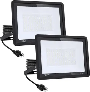 2Pack-150W 15600LM Super Bright LED Flood Light with Excellent Color Restore Ability - Waterproof, Shatterproof, Energy Saving - Perfect for Indoor and Outdoor Use