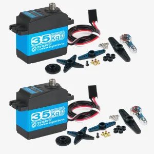 2pcs DS3235 PRO 35KG Waterproof Digital Servo Motor Coreless High Torque Servo with Stainless Steel Gear & 25T Horn, 270° Control Angle for 1/8 & 1/10 RC Climbing Cars IP66 Rated PWM Control