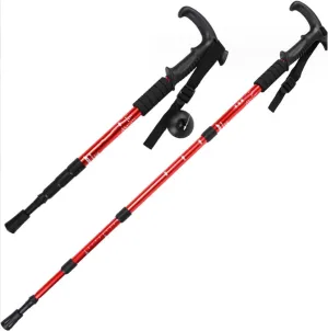 2pcs Trekking Poles, Sturdy Stretchable from Walking Sticks with EVA Grips, for Men and Women Hiking(Red)