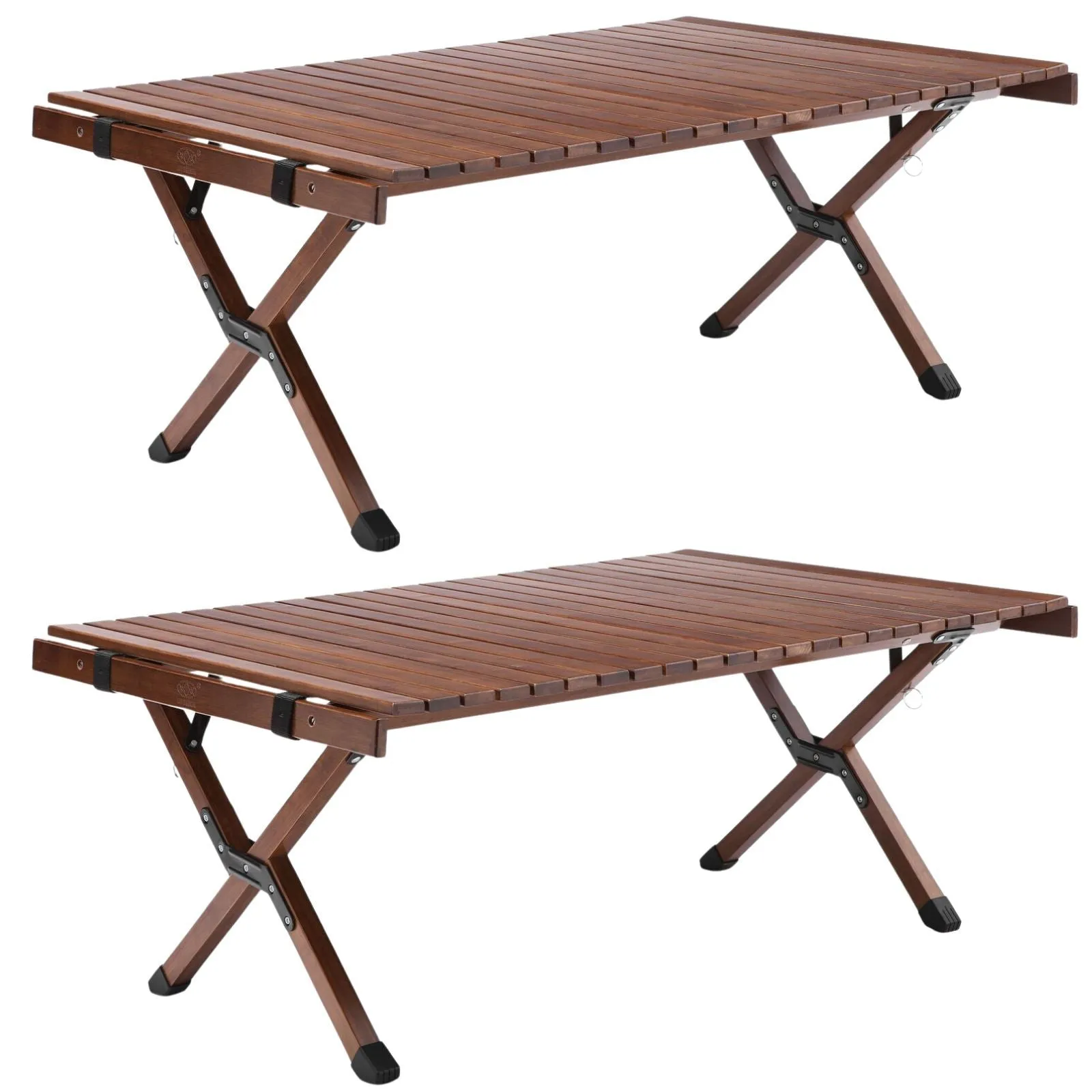 2x 93cm Foldable Bamboo Outdoor Camping Table Waterproof Wooden Travel - Large
