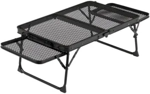 3 Ft Portable Picnic Table with Wing Panels Folding Grill Table, Outdoor Foldable Camping Table Lightweight Aluminum Tables Easy Carry for Outside BBQ, Beach, Yard Black