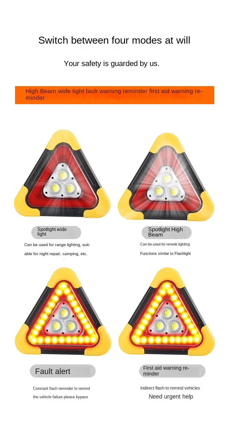 3-in-1 Solar Emergency Warning Light – Portable Safety Alarm Lamp for Camping & Roadside Use