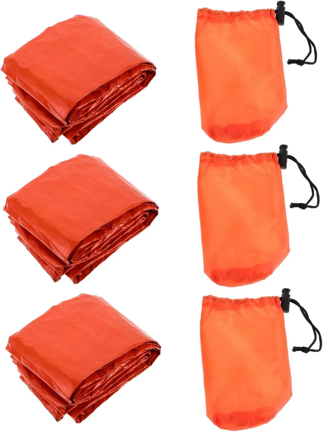3 Set Emergency Portable Thermal Blanket with Compression Storage Bag for Hiking Camping and Outdoor Activities Drawstring for Comfort