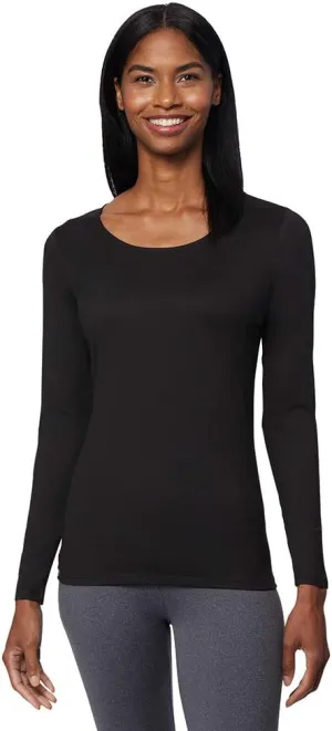 32 DEGREES Heat Womens Lightweight Thermal Baselayer Long Sleeve Scoop Top, Eggplant
