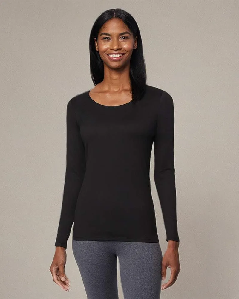 32 DEGREES Heat Womens Lightweight Thermal Baselayer Long Sleeve Scoop Top, Eggplant