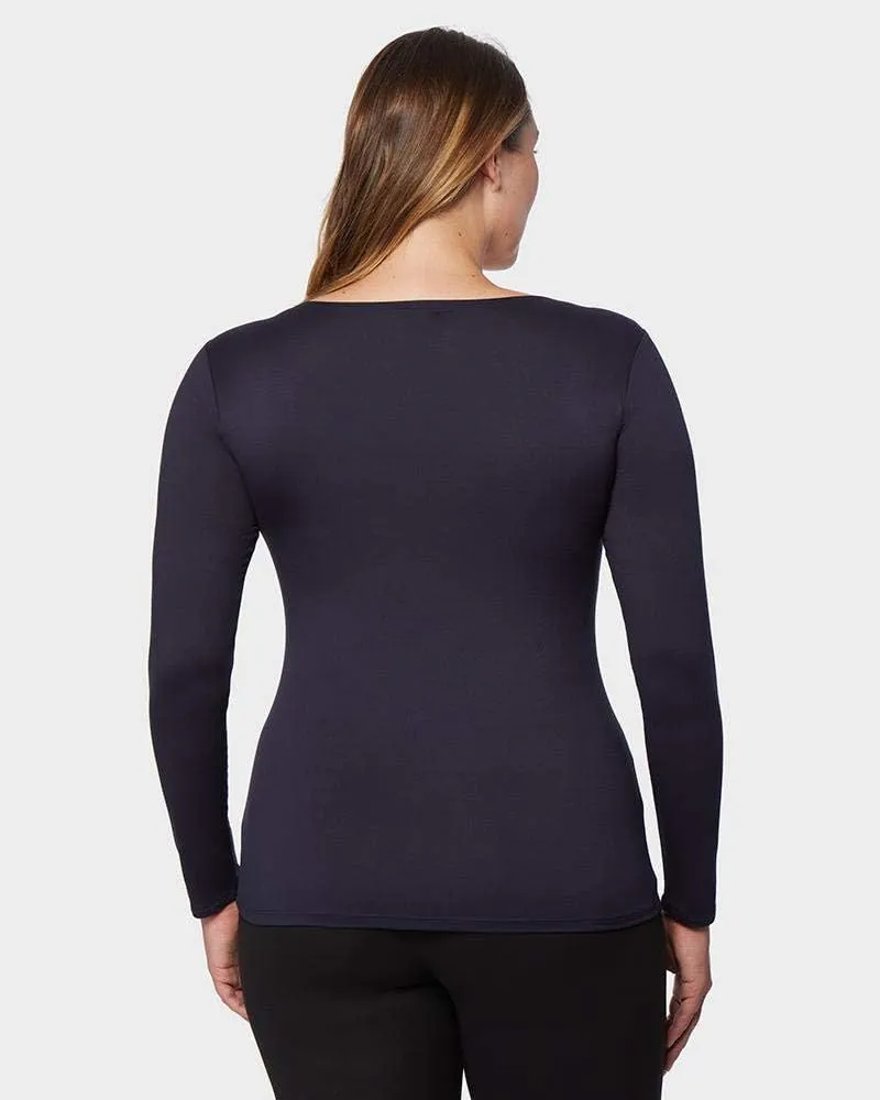 32 DEGREES Heat Womens Lightweight Thermal Baselayer Long Sleeve Scoop Top, Eggplant