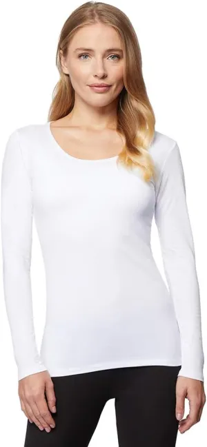 32 DEGREES Heat Womens Lightweight Thermal Baselayer Long Sleeve Scoop Top, Eggplant