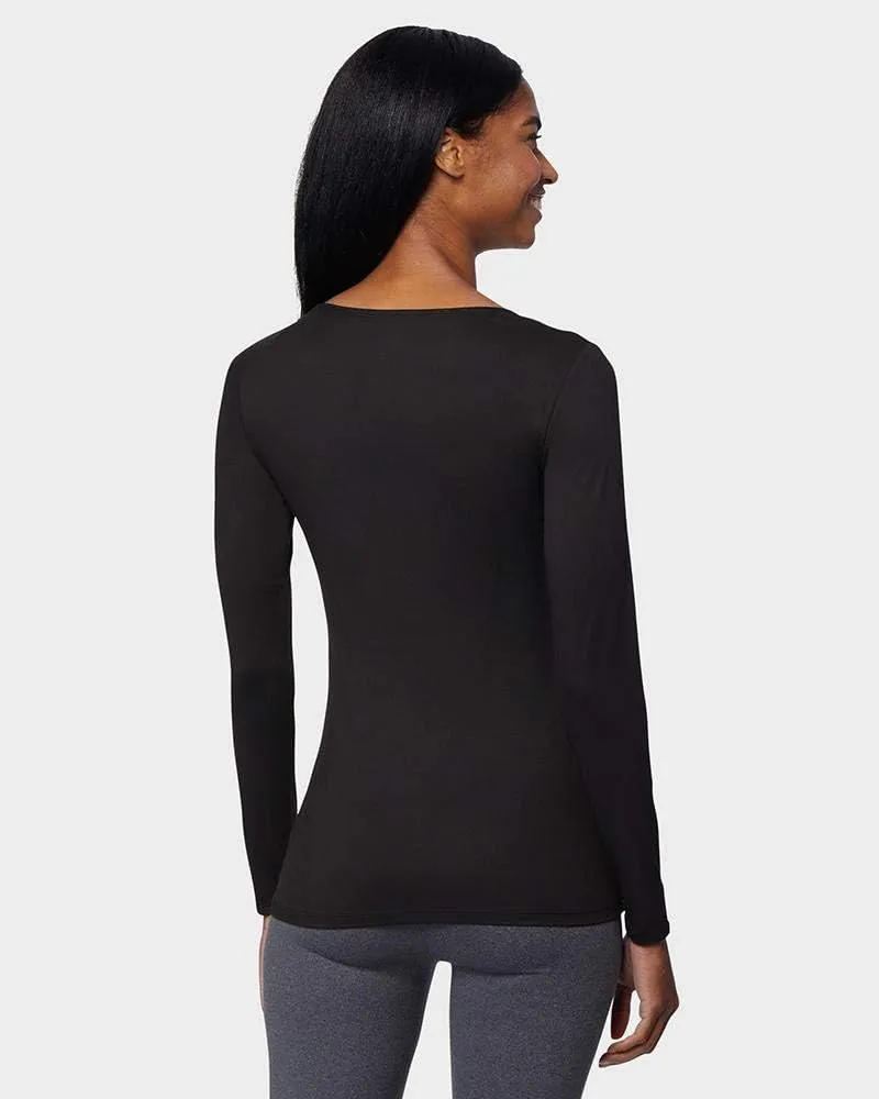 32 DEGREES Heat Womens Lightweight Thermal Baselayer Long Sleeve Scoop Top, Eggplant