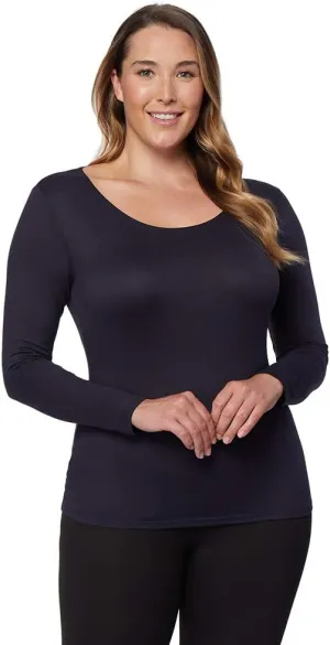 32 DEGREES Heat Womens Lightweight Thermal Baselayer Long Sleeve Scoop Top, Eggplant