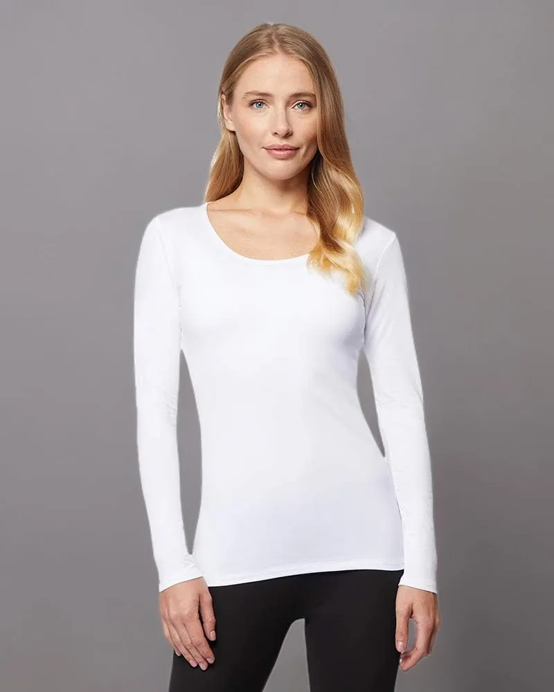 32 DEGREES Heat Womens Lightweight Thermal Baselayer Long Sleeve Scoop Top, Eggplant