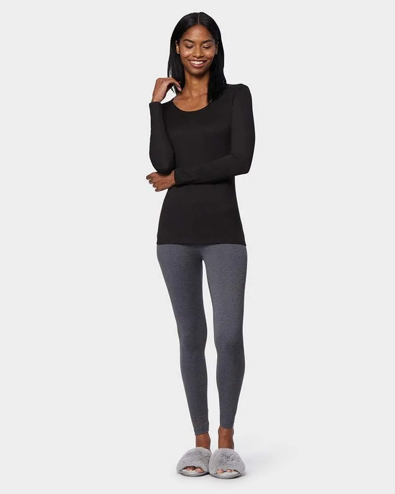 32 DEGREES Heat Womens Lightweight Thermal Baselayer Long Sleeve Scoop Top, Eggplant