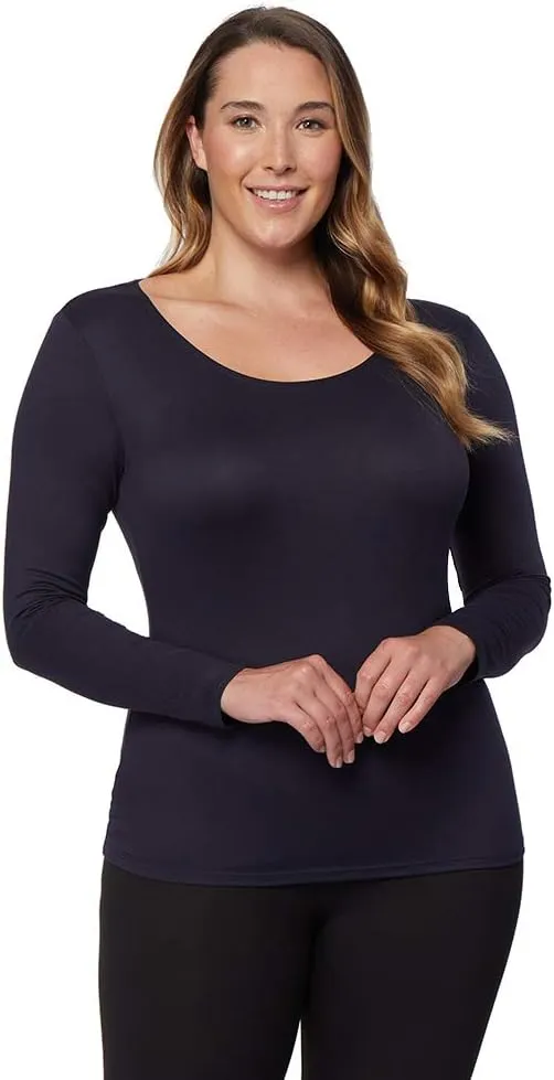 32 DEGREES Heat Womens Lightweight Thermal Baselayer Long Sleeve Scoop Top, Eggplant