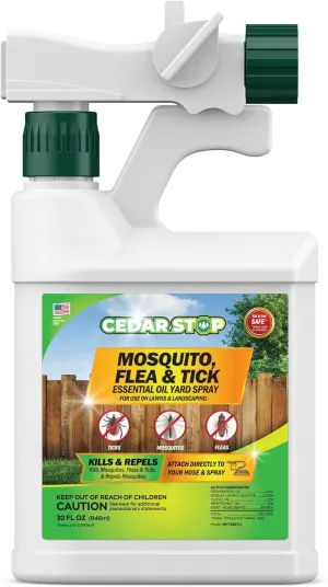 32 Ounce Essential Oil Yard Spray - Plant Based Flea, Tick and Mosquito Repellent Pest Control Spray Treatment and Insect Killer - Safe Around Kids, Pets, and Plants