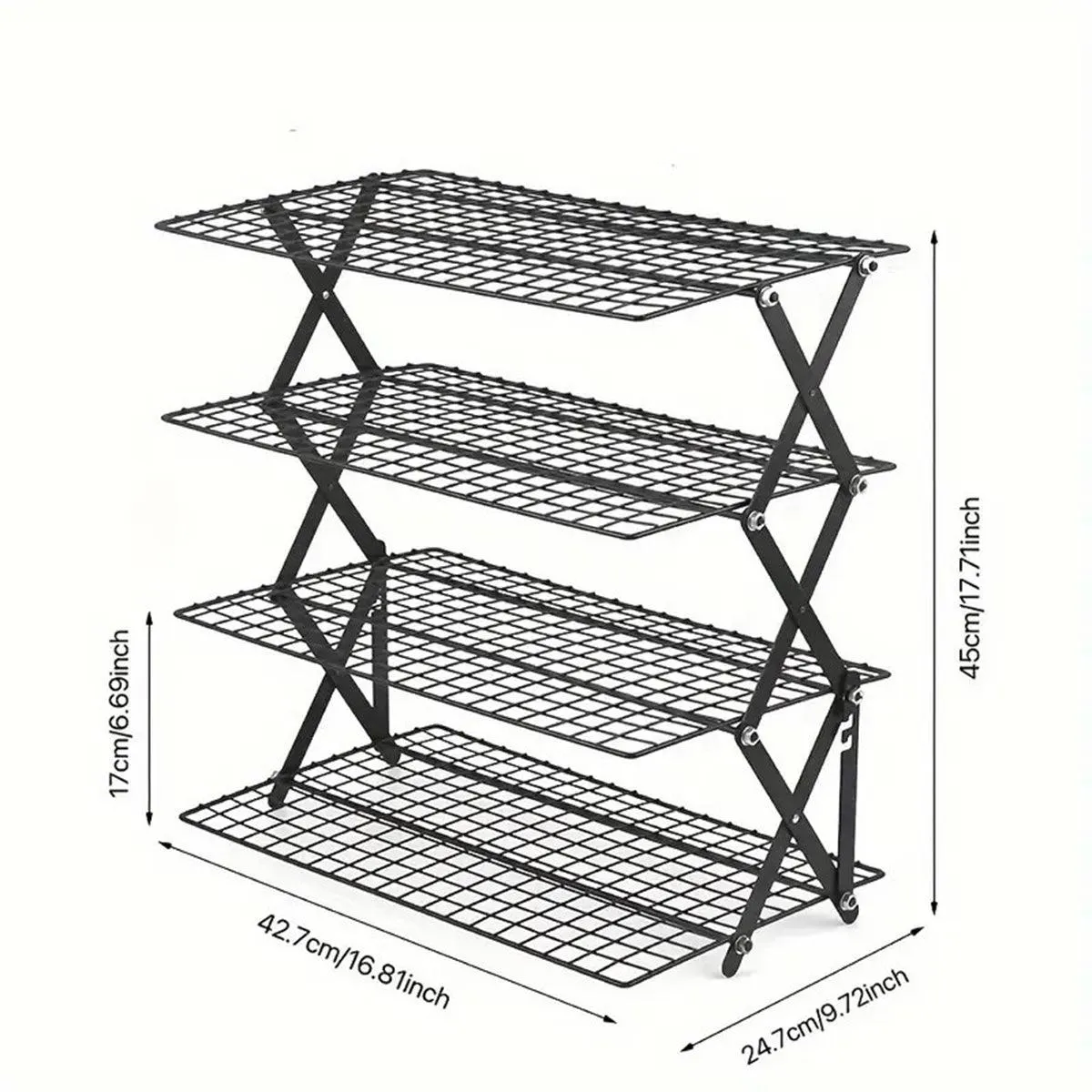 3/4 Tier Camping Dining Rack Iron Shelf Portable Picnic Rack Foldable Storage Table